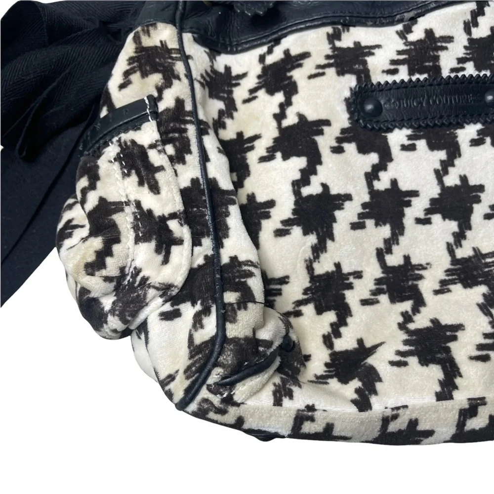 Juicy Couture Vintage Black/White Houndstooth Velour Purse Y2K - Picture 2 of 12